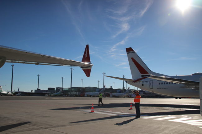 De ikoniske vingetuppene på dagens to ankomne 737 MAX-fly