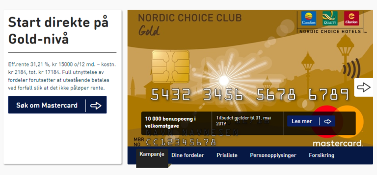 Nordic Choice Club Gold MasterCard