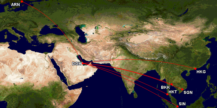 Qatar Airways business class til Asia