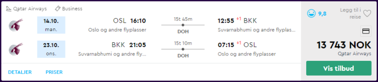 Momondo Qatar Airways Oslo Doha Bangkok