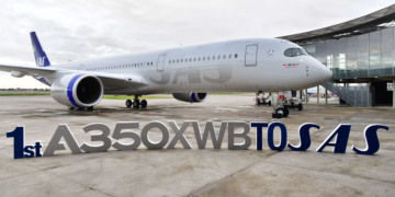 SAS første Airbus A350 XWB ved Airbus Delivery Center i Toulouse