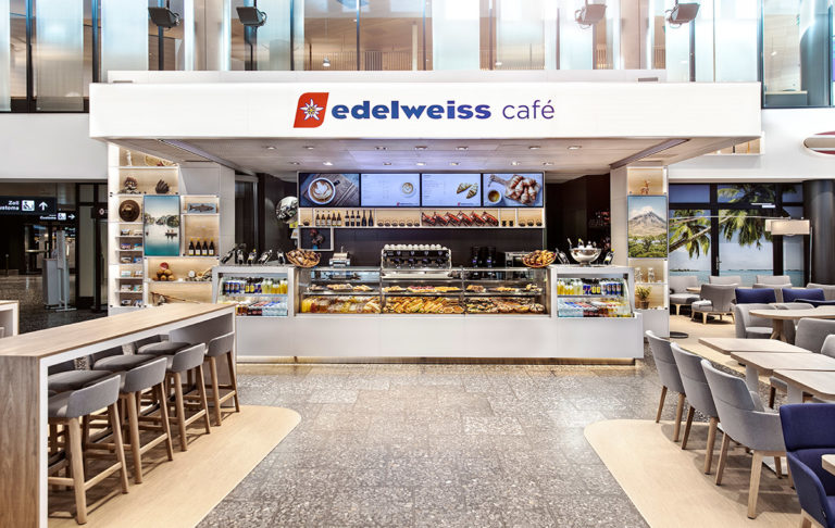 Edelweiss Café på flyplassen i Zürich