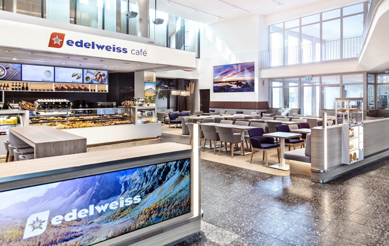 Edelweiss Café på flyplassen i Zürich