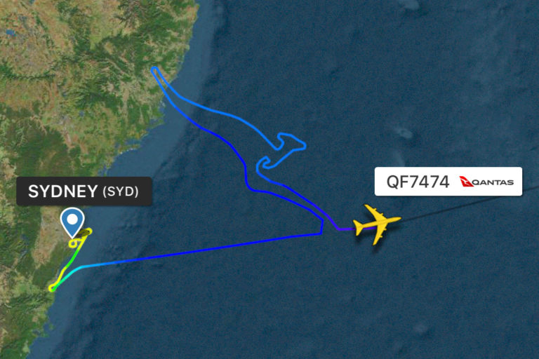 Qantas flight QF7474 på flightradar24.com