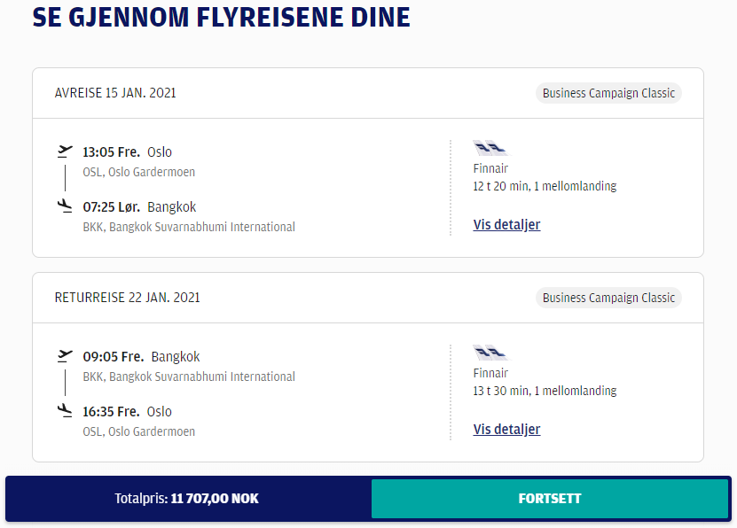 Finnair Business Class Bangkok, Thailand fra 11700 kroner